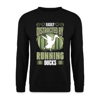 Easily distracted by Running Ducks Laufente - Unisex Sweatshirt - black - Front - Alina (178cm) & Michal (187cm)