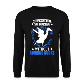 Indian Running Duck Gift Running Duck - Unisex Sweatshirt - black - Front - Alina (178cm) & Michal (187cm)