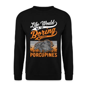 Porc-épic Cadeau Porc-épic - Sweat-shirt Unisexe - noir - Devant - Alina (178cm) & Michal (187cm)
