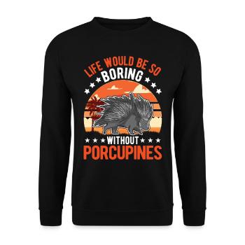Porc-épic Cadeau Porc-épic - Sweat-shirt Unisexe - noir - Devant - Alina (178cm) & Michal (187cm)