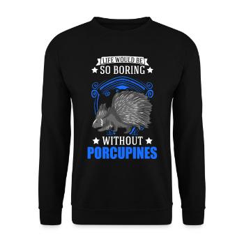 Porcupine Gift Porcupine - Unisex Sweatshirt - black - Front - Alina (178cm) & Michal (187cm)