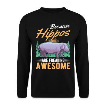Hippo Gift Hippo Hippo - Unisex Sweatshirt - black - Front - Alina (178cm) & Michal (187cm)