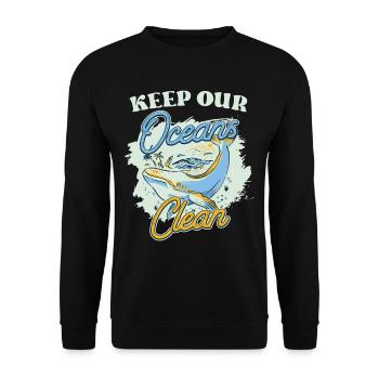 Keep Our Oceans Clean See Ocean Protection - Unisex Sweatshirt - black - Front - Alina (178cm) & Michal (187cm)