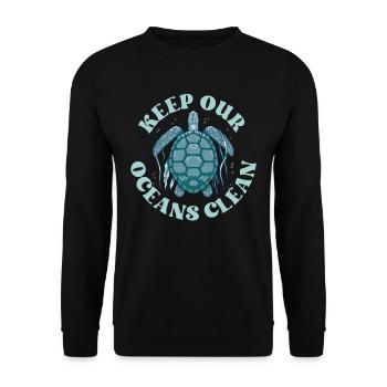 Keep Our Oceans Clean See Ocean Protection - Unisex Sweatshirt - black - Front - Alina (178cm) & Michal (187cm)