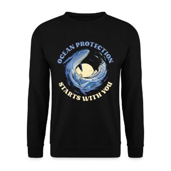 The protection of the oceans begins with you sea lake - Unisex Sweatshirt - black - Front - Alina (178cm) & Michal (187cm)