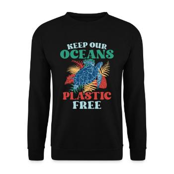 Keep our oceans plastic-free sea sea - Unisex Sweatshirt - black - Front - Alina (178cm) & Michal (187cm)