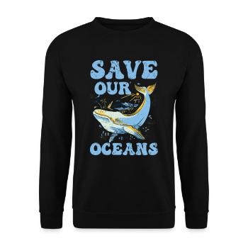Save our oceans Sea Ocean Protection Lake - Unisex Sweatshirt - black - Front - Alina (178cm) & Michal (187cm)
