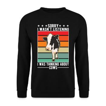 Kuh Landwirt Rinderzüchter Bauer Kühe - Unisex Pullover - Schwarz - Vorne - Alina (178cm) & Michal (187cm)