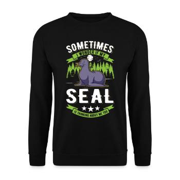 Cadeau de phoque Phoque Lion de mer - Sweat-shirt Unisexe - noir - Devant - Alina (178cm) & Michal (187cm)