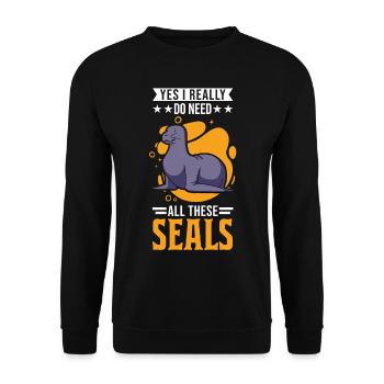Cadeau de phoque Phoque Lion de mer - Sweat-shirt Unisexe - noir - Devant - Alina (178cm) & Michal (187cm)