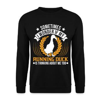 Indian Running Duck Bouteille cadeau Canard Canard - Sweat-shirt Unisexe - noir - Devant - Alina (178cm) & Michal (187cm)