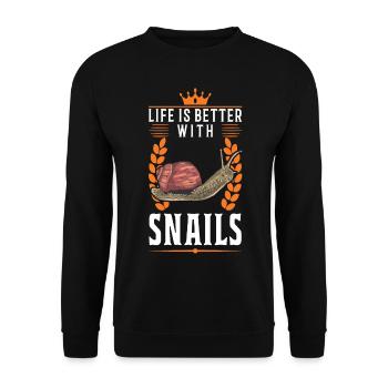 Life is better with a snail - Unisex Sweatshirt - black - Front - Alina (178cm) & Michal (187cm)