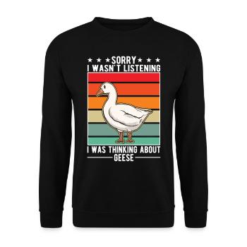 Gänse Geschenk Gänsezüchter Gans - Unisex Pullover - Schwarz - Vorne - Alina (178cm) & Michal (187cm)