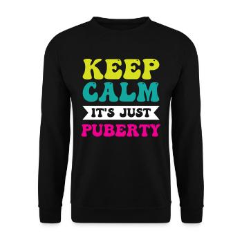 Keep calm Only puberty has grown up - Unisex Sweatshirt - black - Front - Alina (178cm) & Michal (187cm)