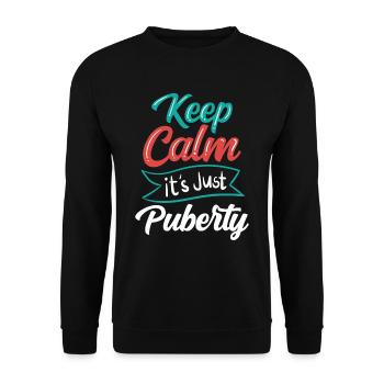 Keep calm Only puberty has grown up - Unisex Sweatshirt - black - Front - Alina (178cm) & Michal (187cm)