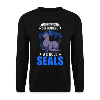 Cadeau de phoque Phoque Lion de mer - Sweat-shirt Unisexe - noir - Devant - Alina (178cm) & Michal (187cm)