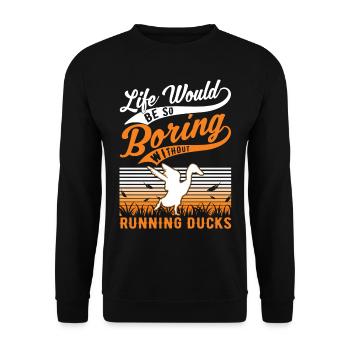 Indian Running Duck Gift Running Duck - Unisex Sweatshirt - black - Front - Alina (178cm) & Michal (187cm)