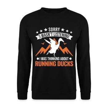 Indian Running Duck Bouteille cadeau Canard Canard - Sweat-shirt Unisexe - noir - Devant - Alina (178cm) & Michal (187cm)