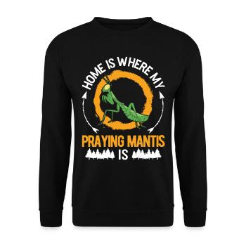 Gottesanbeterin Zuhause Mantis Fangschrecke - Unisex Pullover - Schwarz - Vorne - Alina (178cm) & Michal (187cm)
