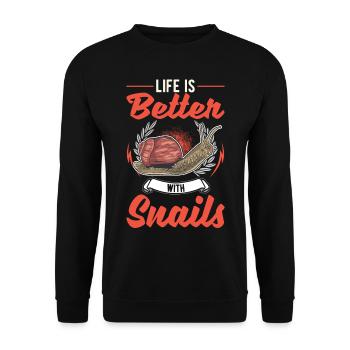 Life is better with a snail - Unisex Sweatshirt - black - Front - Alina (178cm) & Michal (187cm)