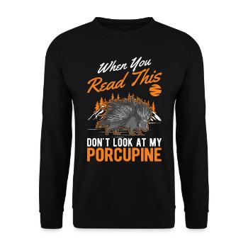 Porcupine lover Porcupine - Unisex Sweatshirt - black - Front - Alina (178cm) & Michal (187cm)