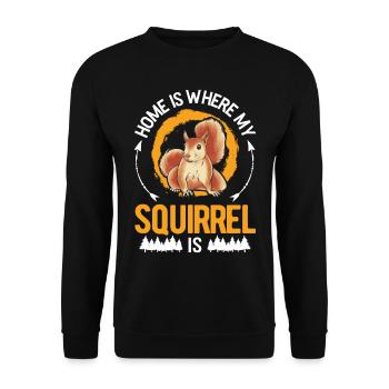 Zuhause ist wo mein Eichhörnchen ist - Unisex Pullover - Schwarz - Vorne - Alina (178cm) & Michal (187cm)