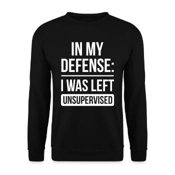Zu Meiner Verteidigung Unbeaufsichtigt Gelassen - Unisex Pullover - Schwarz - Vorne - Alina (178cm) & Michal (187cm)