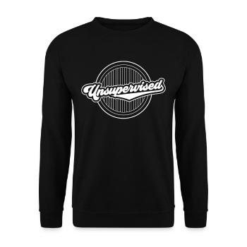 Unüberwacht Unbeaufsichtigt Unsupervised Humor - Unisex Pullover - Schwarz - Vorne - Alina (178cm) & Michal (187cm)
