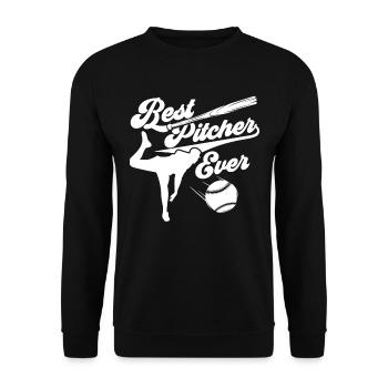 Bester Baseball Pitcher Aller Zeiten Hobby Werfer - Unisex Pullover - Schwarz - Vorne - Alina (178cm) & Michal (187cm)