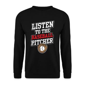 Dem Baseball Pitcher Zuhören Hobby Werfer Spieler - Unisex Pullover - Schwarz - Vorne - Alina (178cm) & Michal (187cm)
