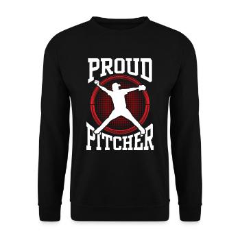 Stolzer Baseball Pitcher Spieler Werfer Hobby - Unisex Pullover - Schwarz - Vorne - Alina (178cm) & Michal (187cm)