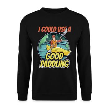 Ich Könnte Ein Gutes Paddeln Gebrauchen Kayak - Unisex Pullover - Schwarz - Vorne - Alina (178cm) & Michal (187cm)