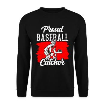 Stolzer Baseball Fänger Hobby Spieler Catcher - Unisex Pullover - Schwarz - Vorne - Alina (178cm) & Michal (187cm)