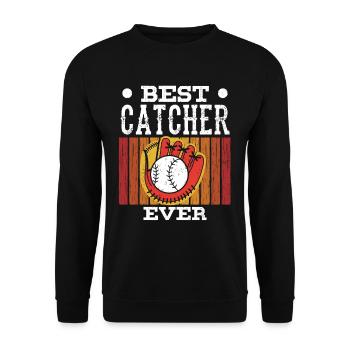 Best Catcher Ever Catcher Baseball Hobby - Unisex Sweatshirt - black - Front - Alina (178cm) & Michal (187cm)