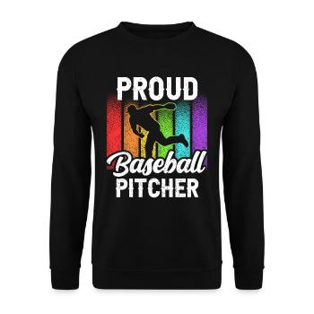 Stolzer Baseball Pitcher Hobby Werfer Spieler - Unisex Pullover - Schwarz - Vorne - Alina (178cm) & Michal (187cm)