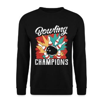 Champion in the Bowling Champions Team Bowler Hobby - Unisex Sweatshirt - black - Front - Alina (178cm) & Michal (187cm)