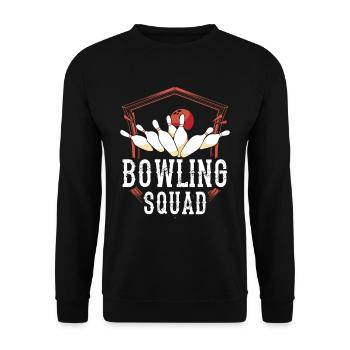 Bowling Squad Mannschaft Bowler Hobby Team - Unisex Pullover - Schwarz - Vorne - Alina (178cm) & Michal (187cm)