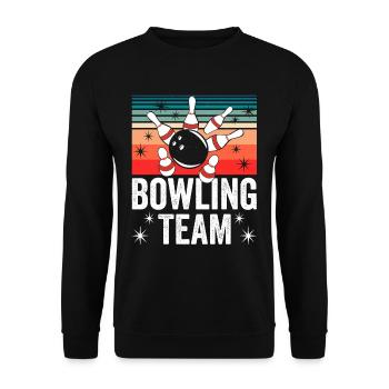 Bowling Team Bowler Mannschaft Hobby - Unisex Pullover - Schwarz - Vorne - Alina (178cm) & Michal (187cm)