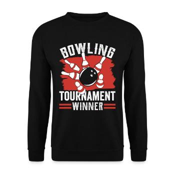 Bowling Turnier Gewinner Team Mannschaft Bowler - Unisex Pullover - Schwarz - Vorne - Alina (178cm) & Michal (187cm)