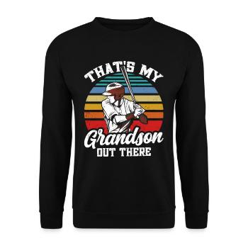 Das Ist Mein Enkel Da Draußen Beim Baseball Sport - Unisex Pullover - Schwarz - Vorne - Alina (178cm) & Michal (187cm)
