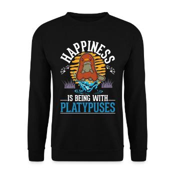 Happiness is being with Platypuses Platypus - Unisex Sweatshirt - black - Front - Alina (178cm) & Michal (187cm)
