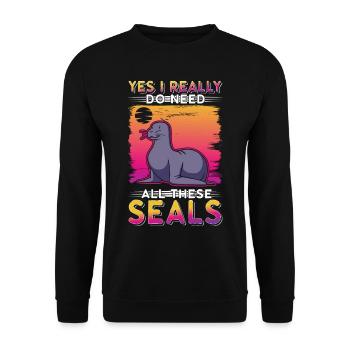 Cadeau de phoque Phoque Lion de mer - Sweat-shirt Unisexe - noir - Devant - Alina (178cm) & Michal (187cm)