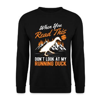 Indian Running Duck Bouteille cadeau Canard Canard - Sweat-shirt Unisexe - noir - Devant - Alina (178cm) & Michal (187cm)
