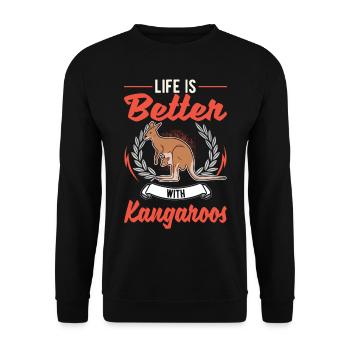 La vie est meilleure avec Kangaroos Australia Kangourou - Sweat-shirt Unisexe - noir - Devant - Alina (178cm) & Michal (187cm)