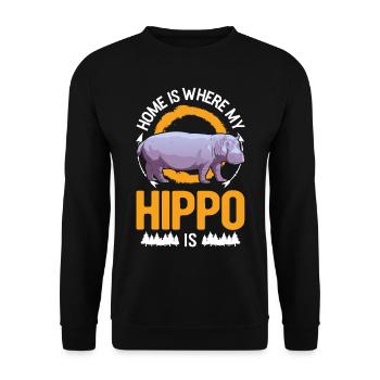 La maison est l’endroit où mon hippopotame est hippopotame - Sweat-shirt Unisexe - noir - Devant - Alina (178cm) & Michal (187cm)