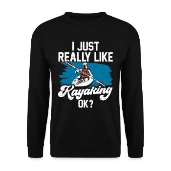 Ich Mag Kajakfahren Einfach Sehr Kajak Hobby Kayak - Unisex Pullover - Schwarz - Vorne - Alina (178cm) & Michal (187cm)