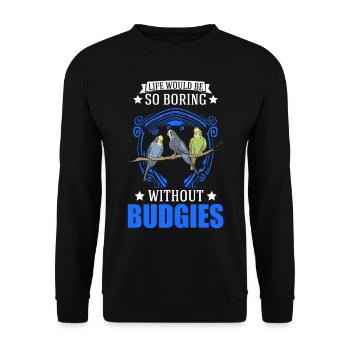 Budgerigar Gift Welli cockatiel - Unisex Sweatshirt - black - Front - Alina (178cm) & Michal (187cm)