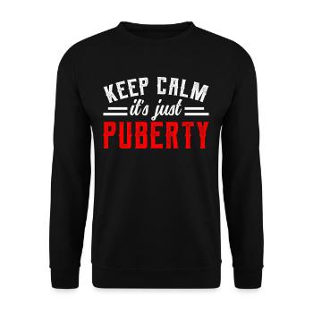 Keep calm Only puberty has grown up - Unisex Sweatshirt - black - Front - Alina (178cm) & Michal (187cm)