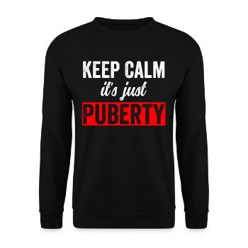 Keep calm Only puberty has grown up - Unisex Sweatshirt - black - Front - Alina (178cm) & Michal (187cm)