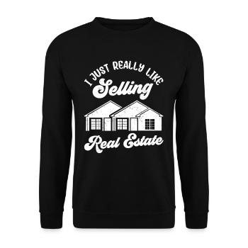 J’aime qu’il soit facile de vendre des courtiers immobiliers - Sweat-shirt Unisexe - noir - Devant - Alina (178cm) & Michal (187cm)